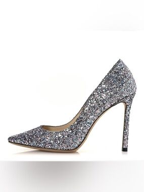 Glitter Pointed-Toe Pump - Silver Multi